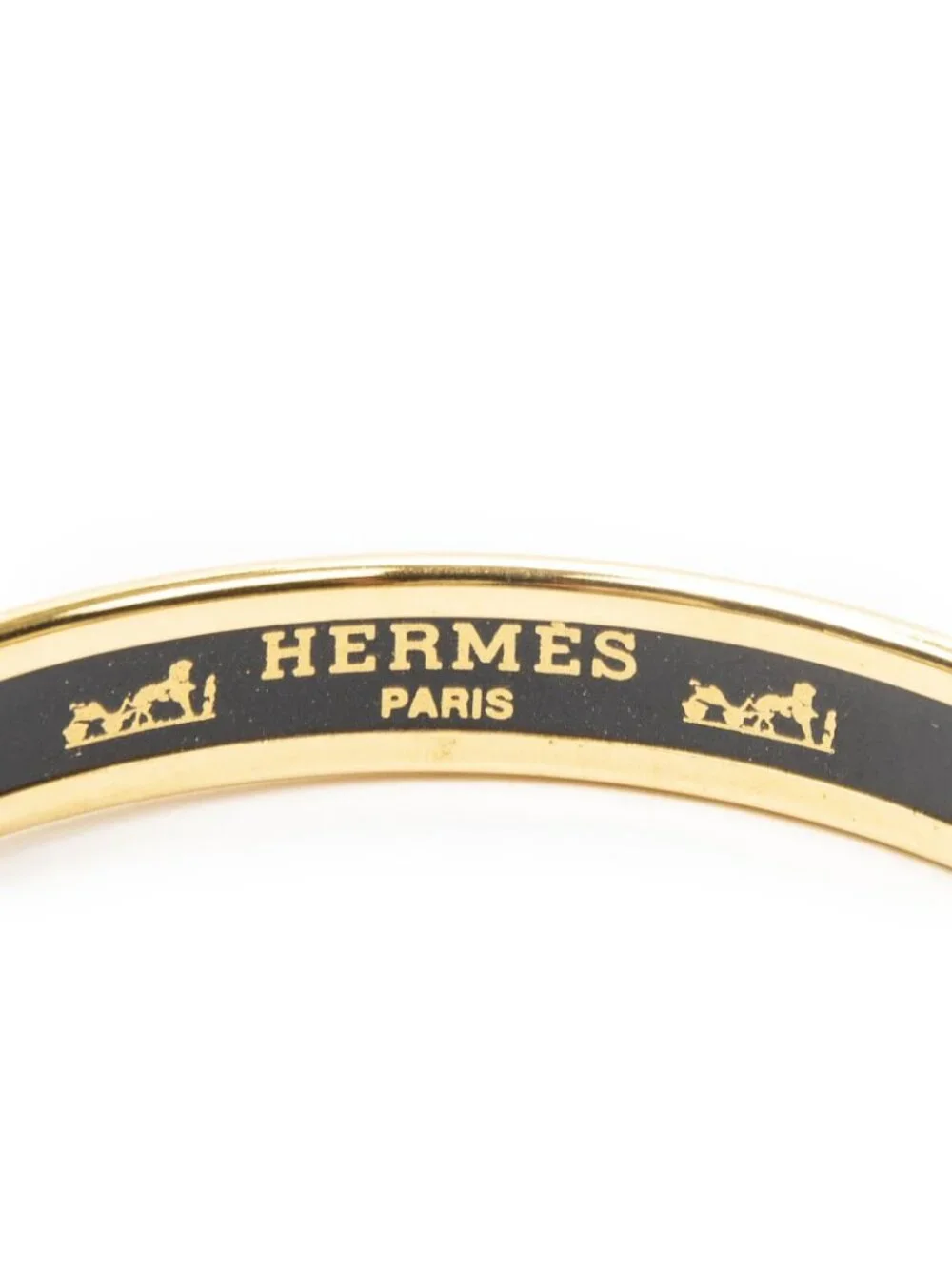Hermes Enamel Bangle Black Vase Motif